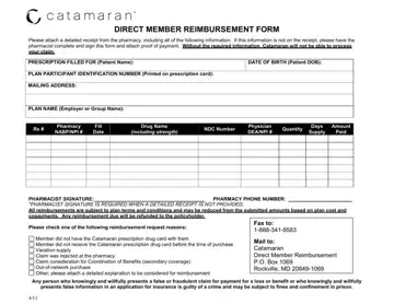 Catamaran Direct Member Reimbursement Form Preview