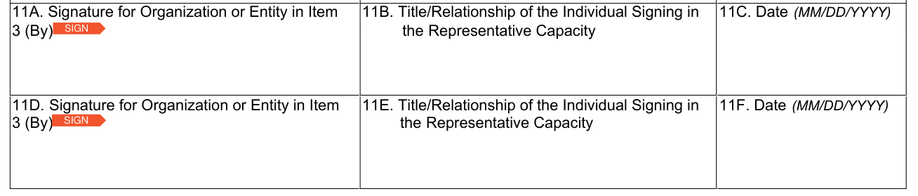 Form CCC-10 example filled out, signature for Organization or Entity