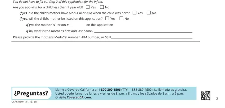 Filling in california health insurance form stage 2