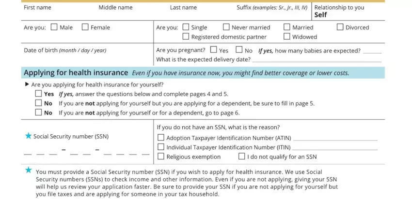 Finishing california health insurance form step 3