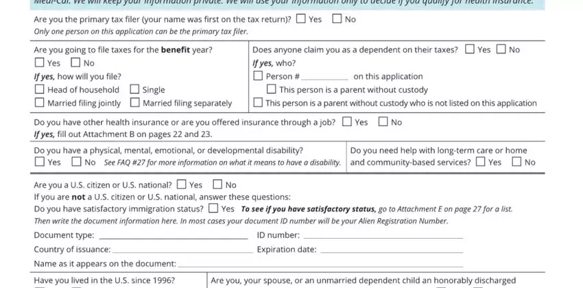 Finishing california health insurance form part 4