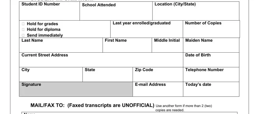 portion of empty spaces in corinthian colleges transcript request