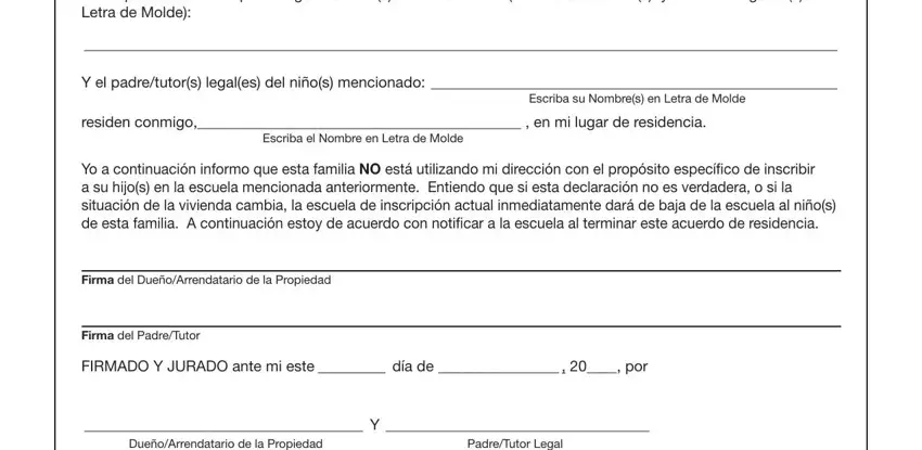 Filling in ccsd residential affidavit form step 4