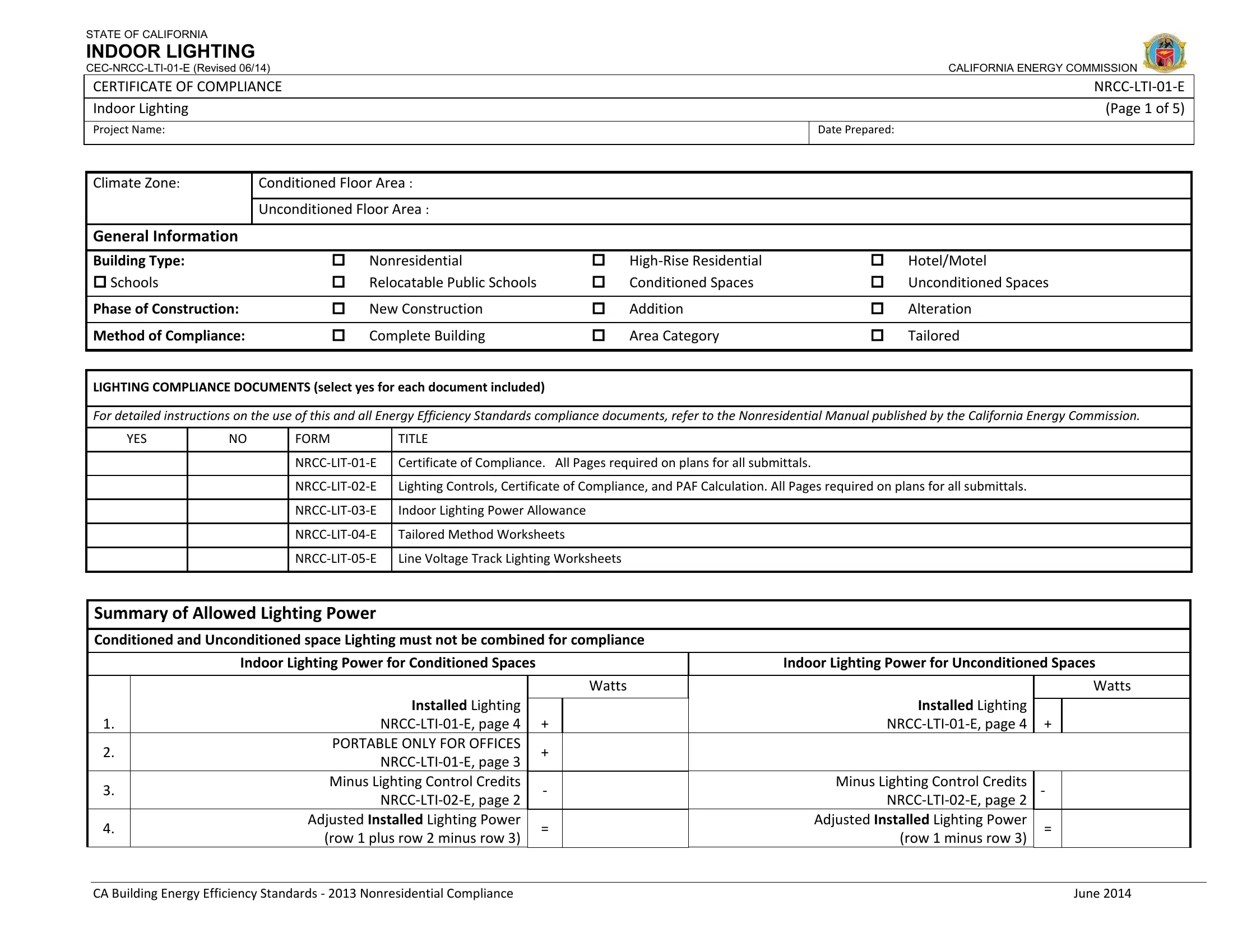 Cec Nrcc Lti 01 E Form Fill Out Printable PDF Forms Online