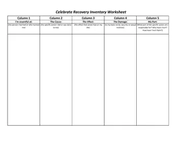 Celebrate Recovery Downloadable Forms Preview
