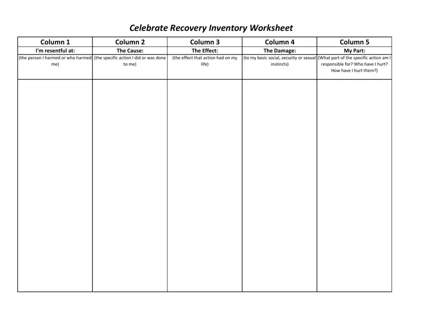 Celebrate Recovery Downloadable s PDF Form - FormsPal