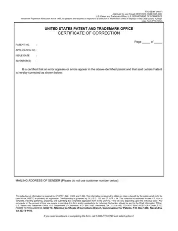 Certificate Correction Form Uspto Preview