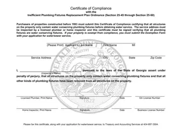 Certificate Of Compliance Form Preview