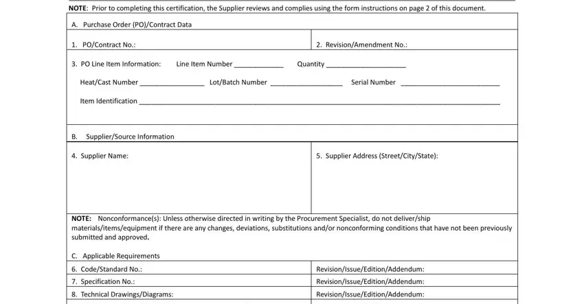 step 1 to completing certificate of conformance format