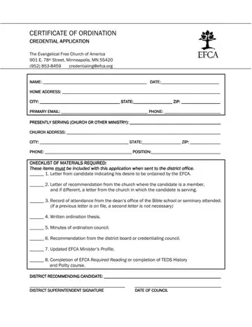 Certificate Of Ordination Form Preview