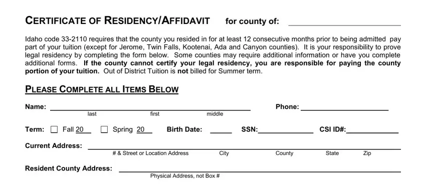 writing verification of residency form illinois part 1