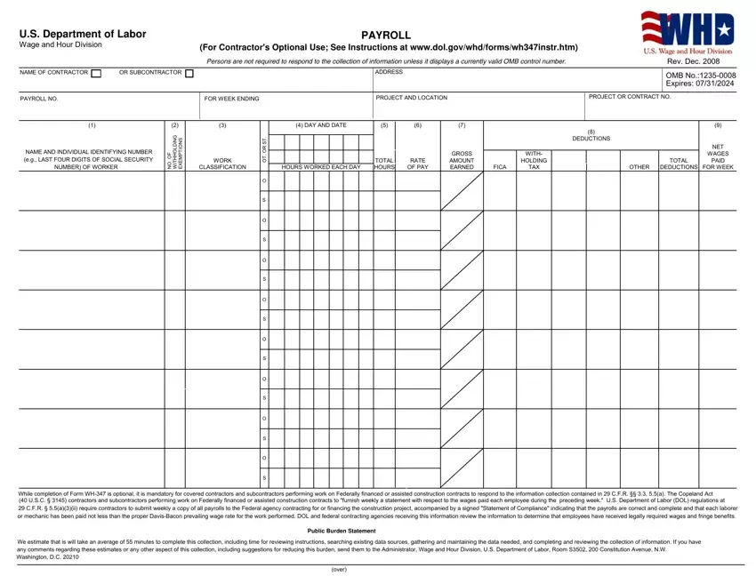 Certified Payroll Form first page preview