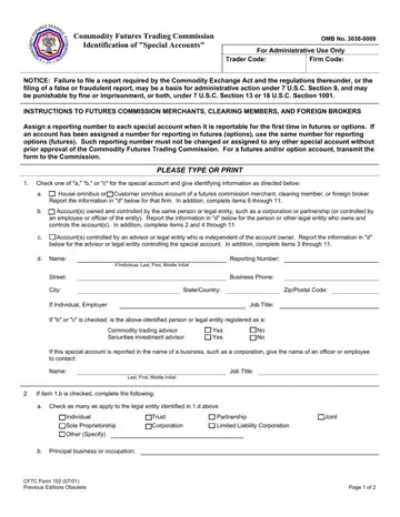 CFTC Form 102 Preview