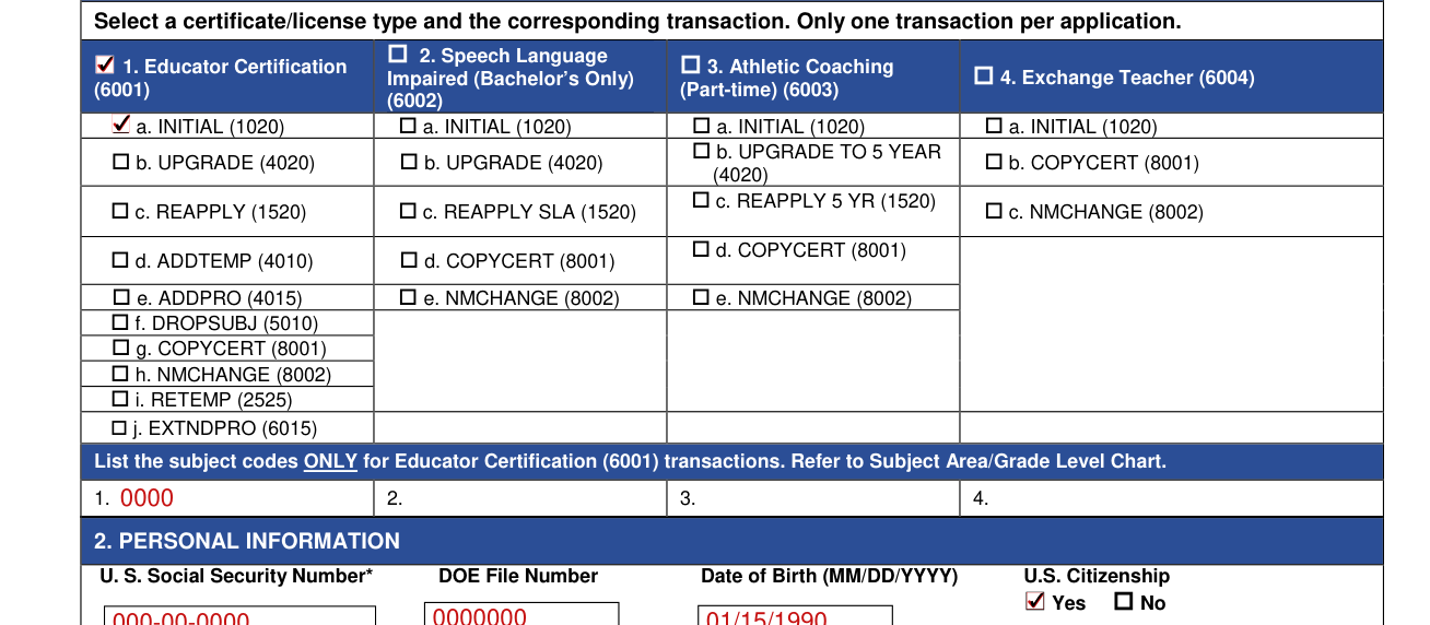 Form CG-10 example filled out, 1. Certificate or service requested