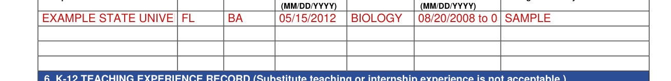 Form CG-10 example filled out, 5. Academic training