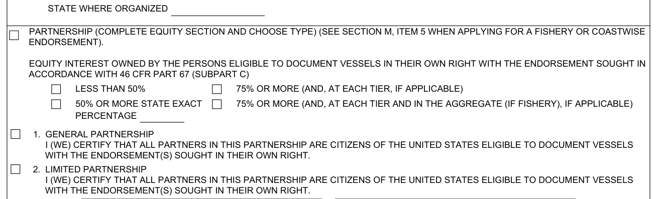 Form CG-1258 example filled out, l, partnership