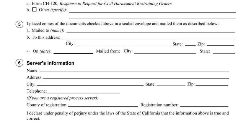 step 2 to entering details in ca ch 250 form