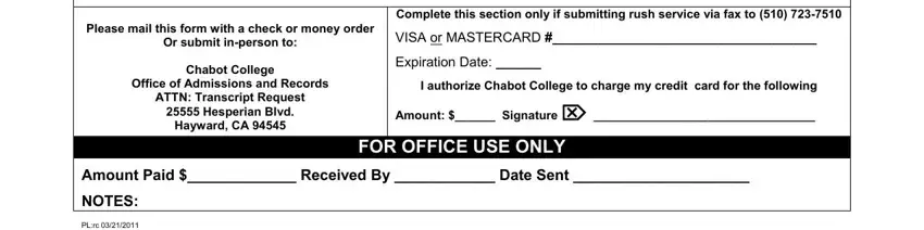 Completing chabot college official transcript step 3