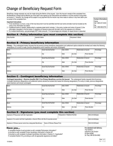 Change Of Beneficiary Request Form Preview