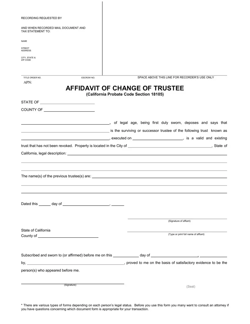 Change Trustee Form first page preview