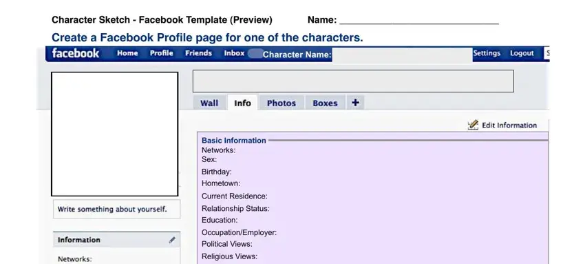 facebook profile template for students fields to fill out