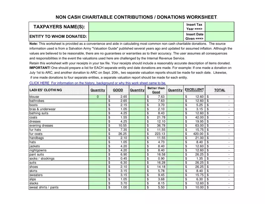 Charitable Worksheet Fill Out Printable PDF Forms Online