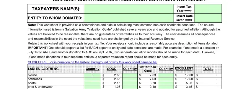 portion of fields in irs donation value guide