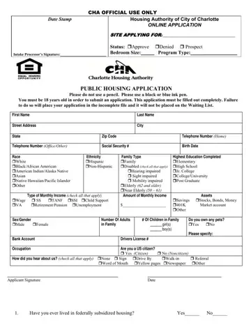 Charlotte Housing Authority Form Preview