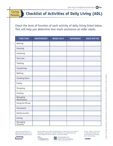 Checklist Daily Living Preview