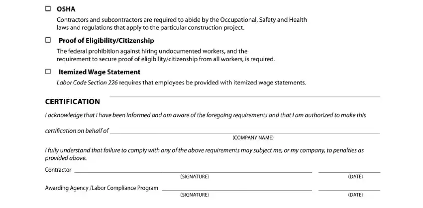 stage 4 to filling out checklist labor form