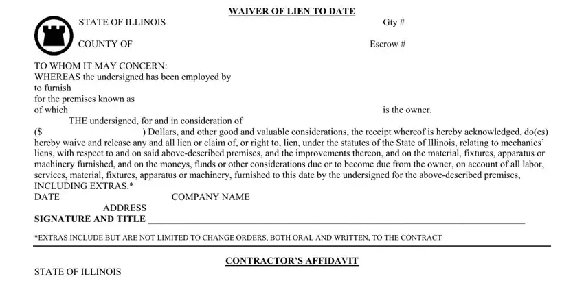 chicago title waiver of lien blanks to fill out