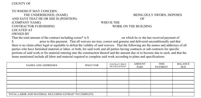 stage 2 to finishing conditional waiver of lien