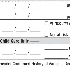 Form CH205 example filled out, blood Lead Level, Lead Risk Assessment and Hemoglobin or Hematocrit