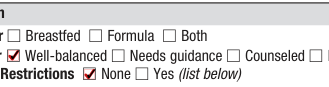 Form CH205 example filled out, nutrition and Dietary Restrictions