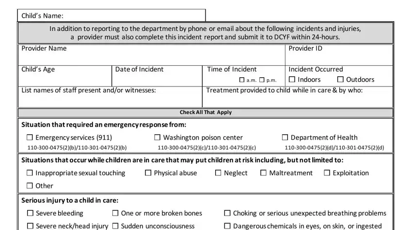 step 1 to filling in daycare accident report