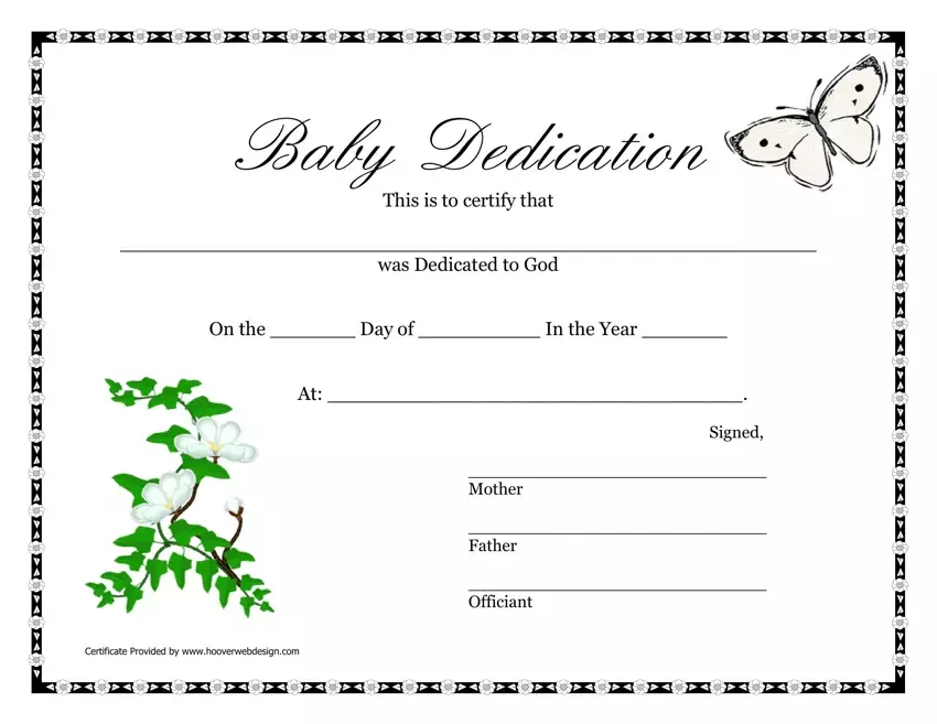 Child Dedication Certificate first page preview