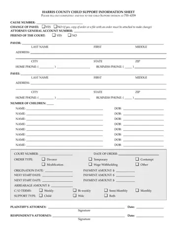 Child Information Sheet Sample Form Preview