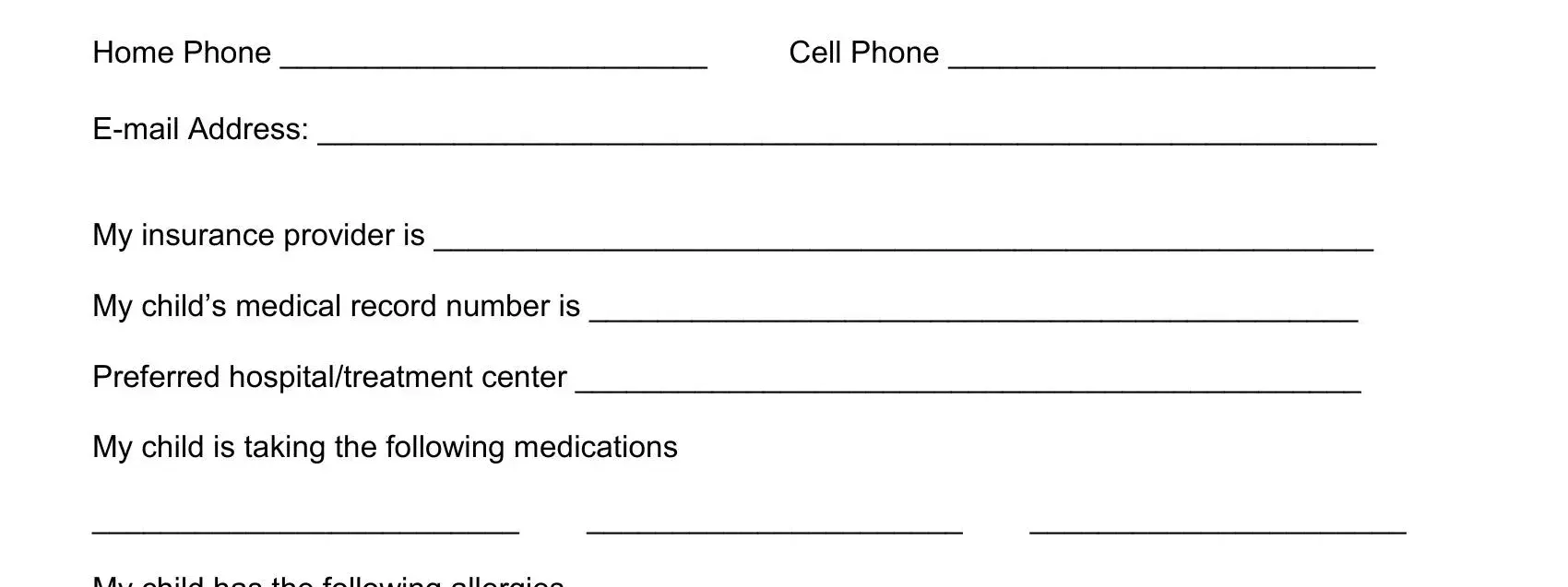 Entering details in medical release form for minor part 2