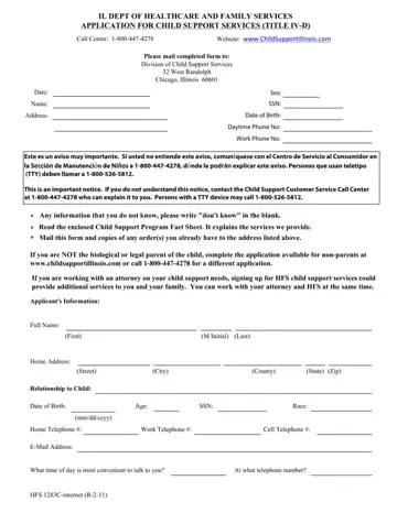 Child Support Order Form Preview