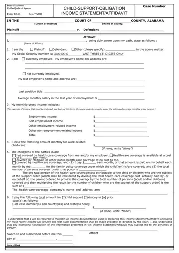 Child Support Statement Form Preview