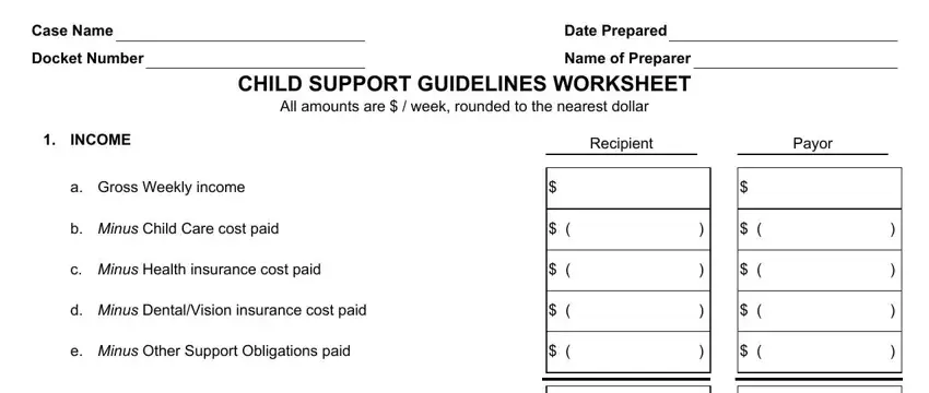 stage 1 to filling out child support guidelines ma