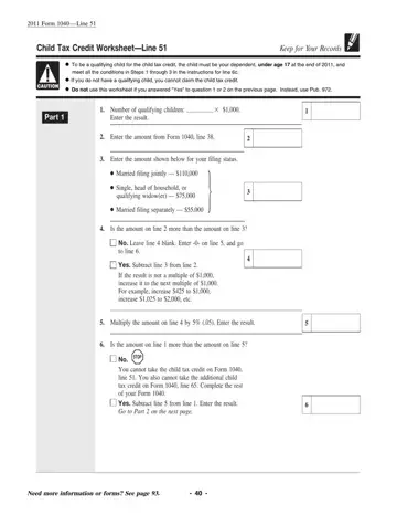 Child Tax Worksheet Form Preview