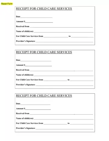 Childcare Receipt Preview
