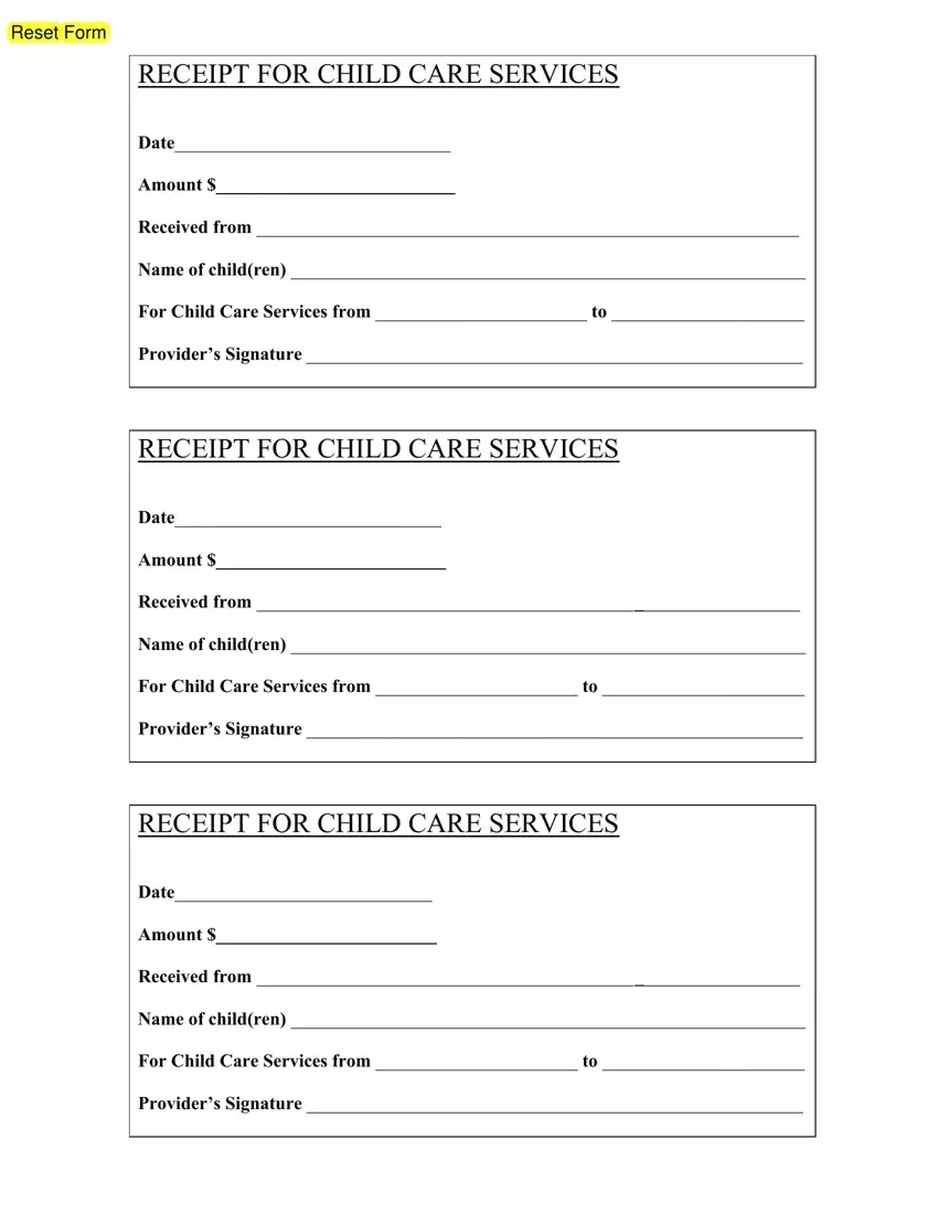 Childcare Receipt first page preview