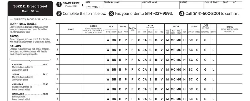 Chipotle Fax Order Form ≡ Fill Out Printable PDF Forms Online