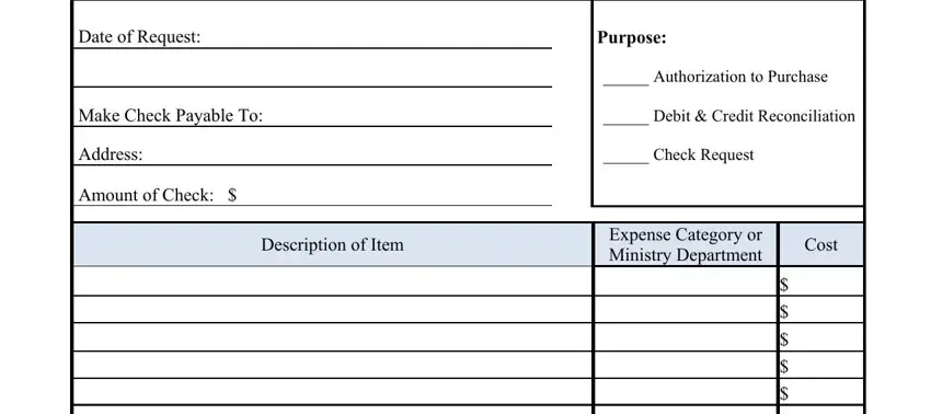 portion of empty spaces in church financial report forms