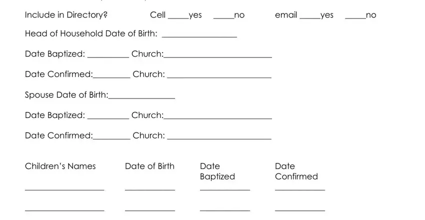 Entering details in information forms for churches step 2