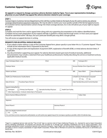 Cigna Appeal Form Preview