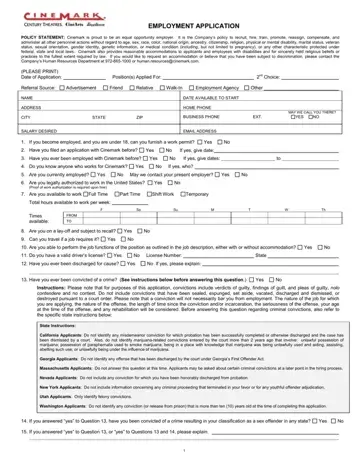 Cinemark Employment Application Form Preview