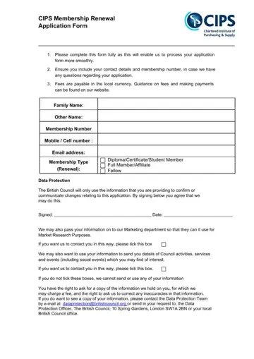 CIPS Membership Form Preview